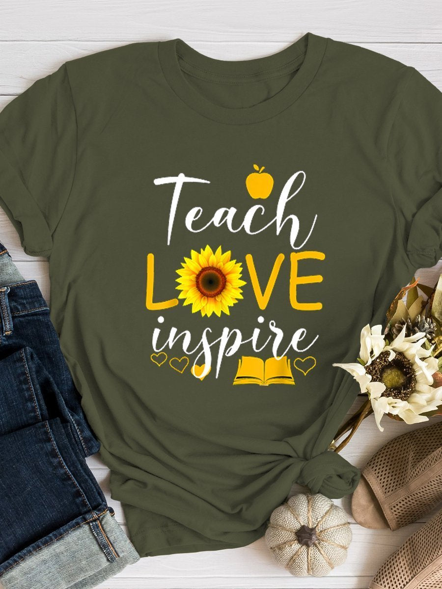 Teach Love Inspire Back to School Print Graphic T-shirts