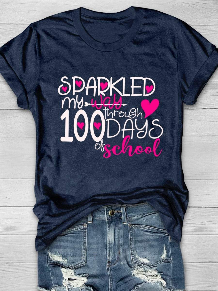 Happy 100th Day Of School Print Graphic T-shirts