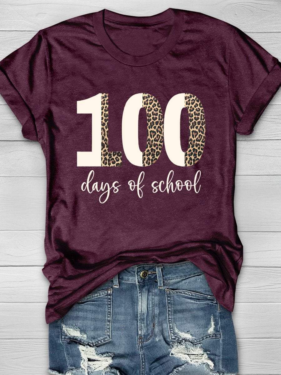 Teacher 100 Days Of School Print Graphic T-shirts