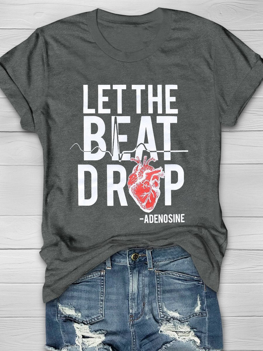 Adenosine Let the Beat Drop Print Short Sleeve T-shirt