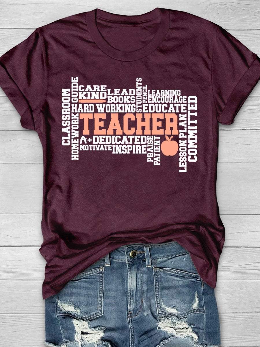 Teacher Print Graphic T-shirts